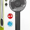 Goobay Tragbarer Handventilator Mit Standfuß - Geräuschlos, Wiederaufladbar - Mit Akku (2000mAh) Und Ladekabel, Schwarz