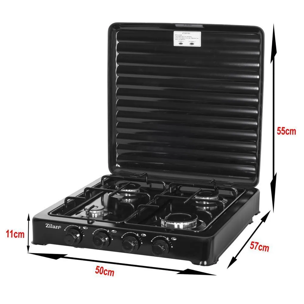 Zilan Gaskocher 4 Flammig | Campingkocher | Kochfeld | Gasherd | Schwarz – Bild 3