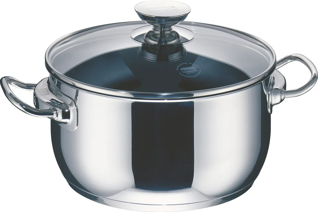 Berndes Injoy Special Edition Kochtopf Mit Glasdeckel, Topf Mit Deckel, Antihaftversiegelung, Edelstahl, Silber / Schwarz, Ø 20 Cm, 063241