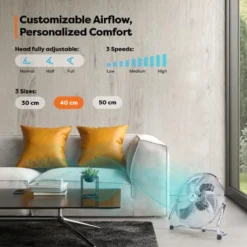 AERSON Bodenventilator 100W 40cm Windmaschine Tischventilator Ventilator Standventilator