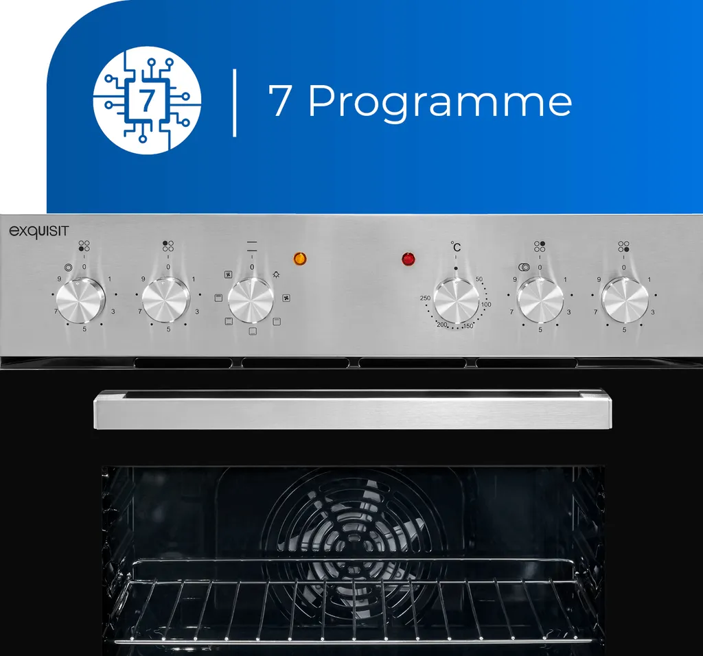 Exquisit EHE 156-2.1 UBZ-Set Einbauherd | 59 L Volumen | Glaskeramikkochfeld | Edelstahl – Bild 5