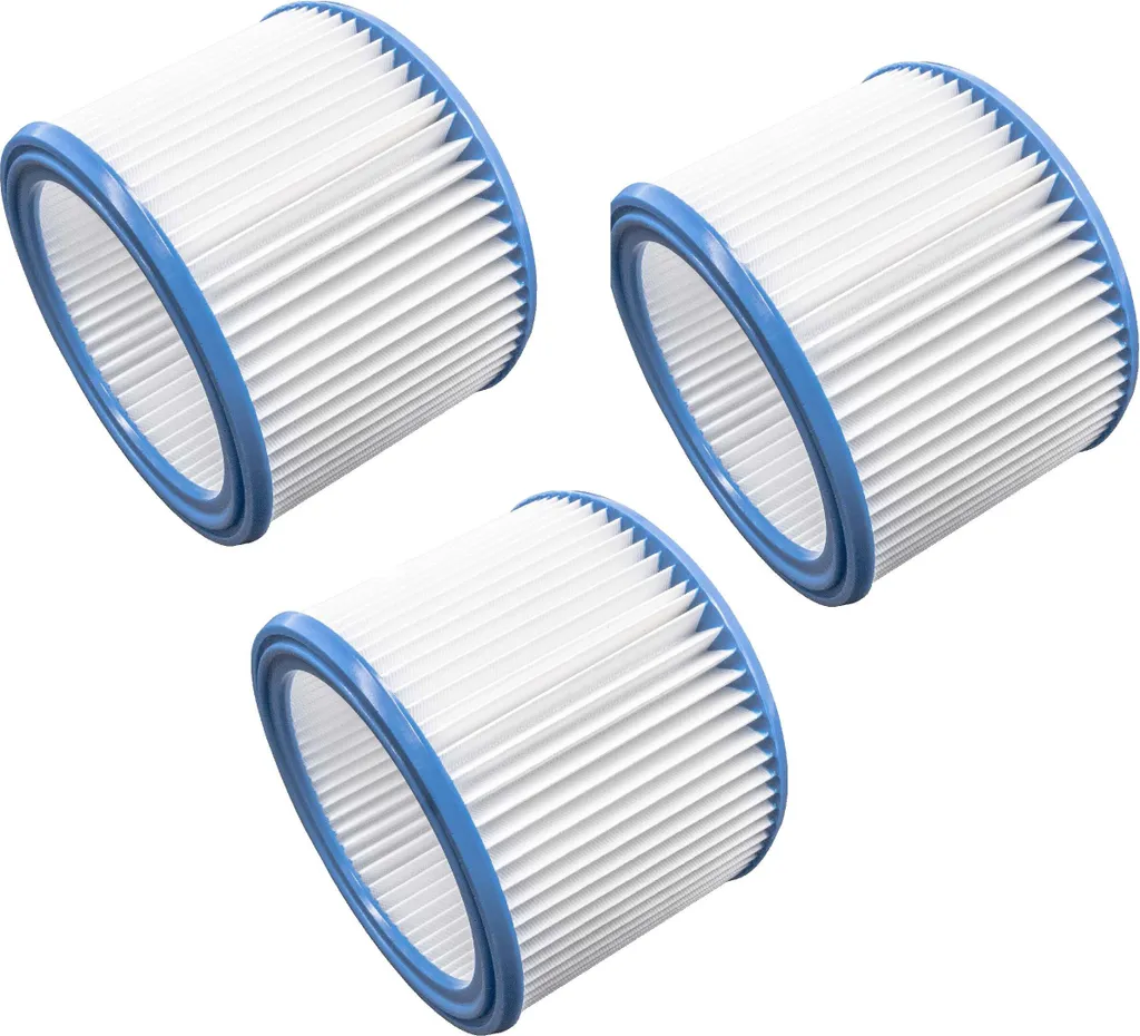 Vhbw Filterset 3x Faltenfilter Kompatibel Mit Nilfisk-Alto Attix 19xx, 22, 30-21 XC, 30-2M XC Nass- Und Trockensauger - Filter, Patronenfilter