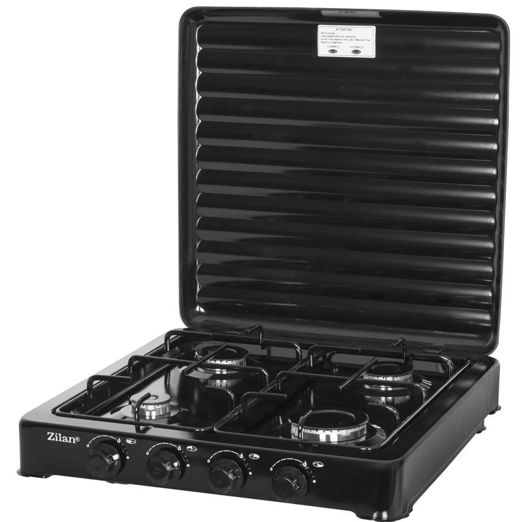 Zilan Gaskocher 4 Flammig | Campingkocher | Kochfeld | Gasherd | Schwarz