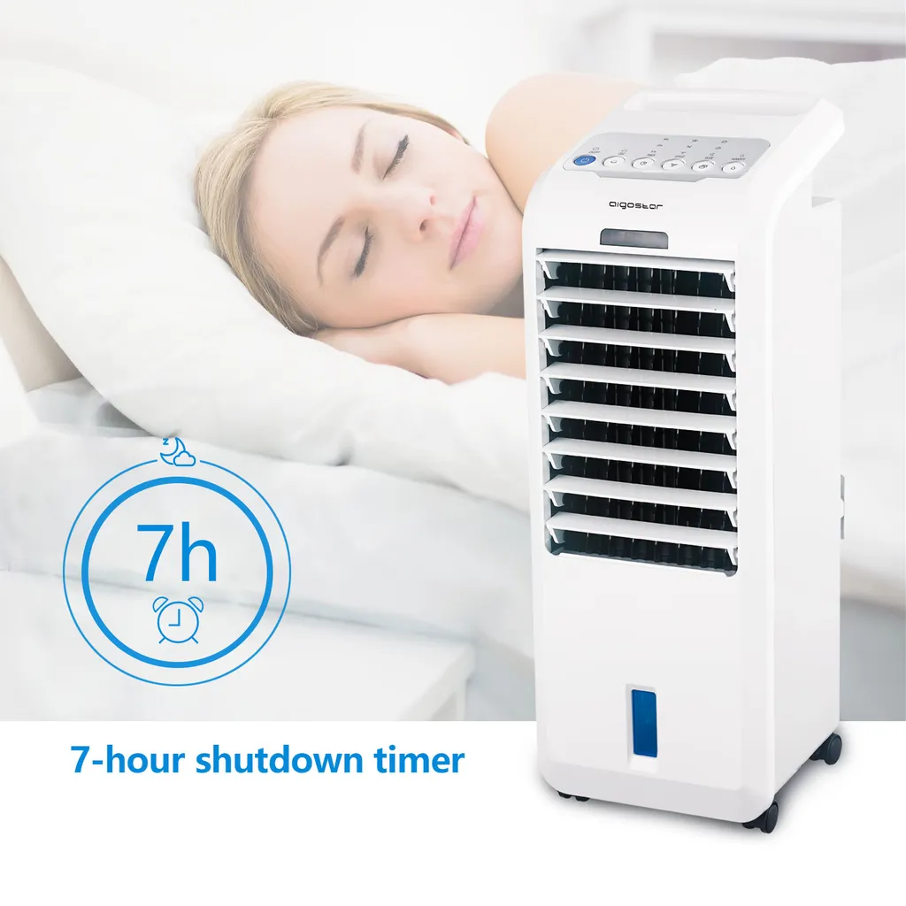 Aigostar Koud - Luftkühler, Mobile Klimaanlage, Leise, Ventilator Mit Fernbedienung, 55W, 5L, 3 Geschwindigkeitsstufen, Klimagerät Ohne Abluftschlauch, Aircooler 3 In 1, Verdunstungskühlung, 7H Timer – Bild 4