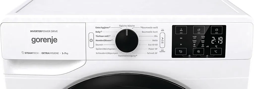 Gorenje WNEI 74 APS Waschmaschine Mit Dampffunktion - 7 Kg Fassungsvermögen - 1400 U/min - 16 Programme - Inverter Motor - Edelstahltrommel - AquaStop - Kindersicherung - SterilTub - Weiß