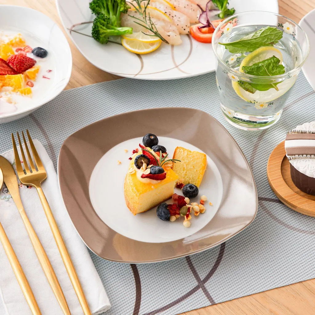 VEWEET Tafelservice 'Nikita' Aus Porzellan, 24 Teilig Geschirrset Beinhatlet Müslischalen, Dessertteller, Speiseteller Und Suppenteller, Geschirrservice Für 6 Personen – Bild 3