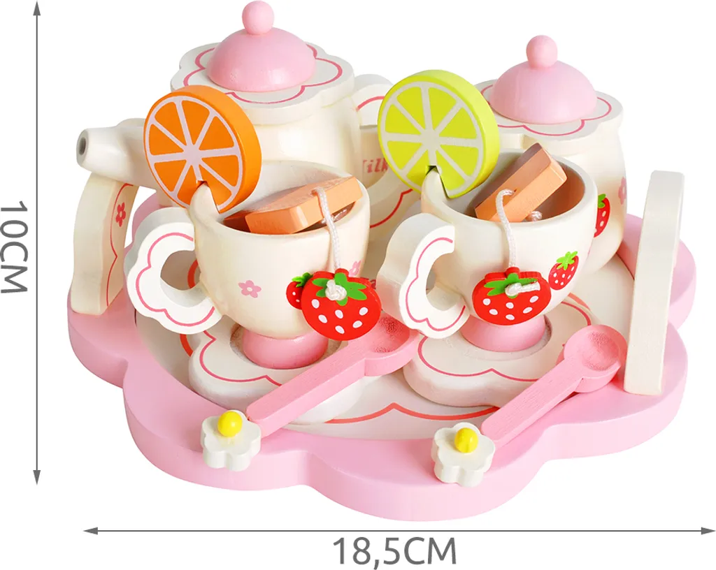 Kinder Teeservice Set Holz Zubehör Für Die Kinderküche, 16-tlg. Ab 3 Jahre Rollenspiele Für Mädchen Und Jungs 9418 – Bild 3