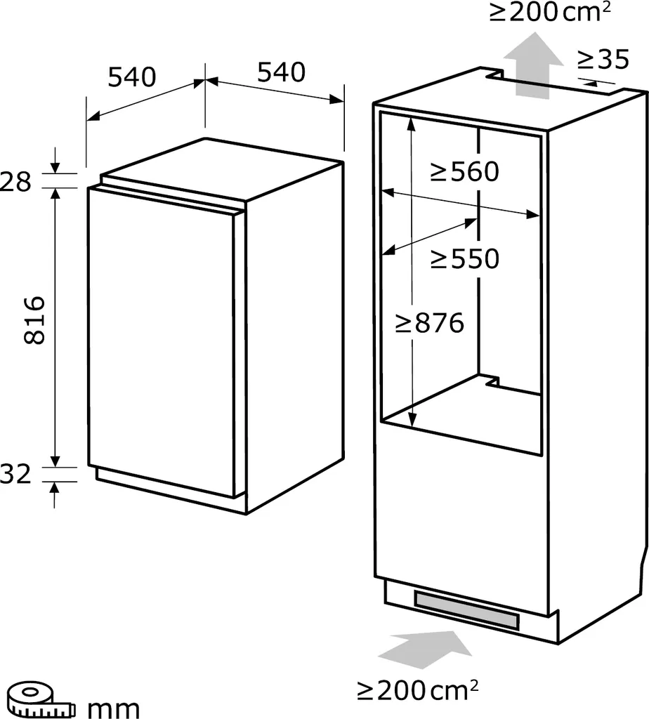 Exquisit Einbaukühlschrank EKS131-3-040F | Einbaugerät | Schlepptürmontage | 118 L Volumen | Weiß – Bild 6