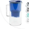 Wessper Wasserfilterkanne Aus Glas 2.5 L Kompatibel Mit Brita-Wasserfilterkartuschen, Inklusive 1 Wasserfilter-Kartusche, Reduziert Kalk Und Chlor, Marineblau