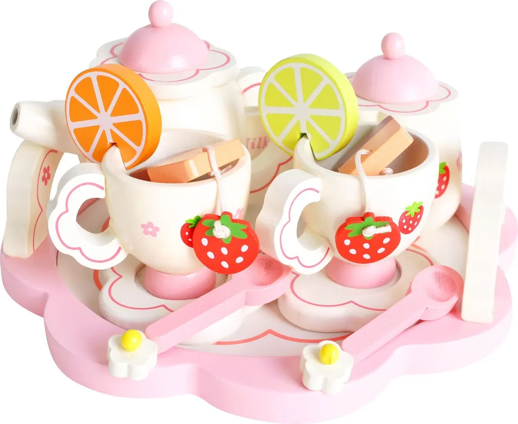 Kinder Teeservice Set Holz Zubehör Für Die Kinderküche, 16-tlg. Ab 3 Jahre Rollenspiele Für Mädchen Und Jungs 9418