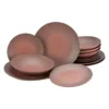CreaTable 22489 Tafelservice Vesuvio Für 4 Personen, Steinzeug, Rot (1 Set, 12-teilig)