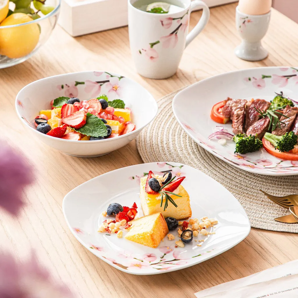 VEWEET Porzellan Kombiservice 'Annie', 40 Teilig Geschirrservice Für 8 Personen, Frühstückservice Mit Je 8 Eierbecher, Kaffeebecher 350 Ml, Müslischalen, Dessertteller Und Flachteller – Bild 6