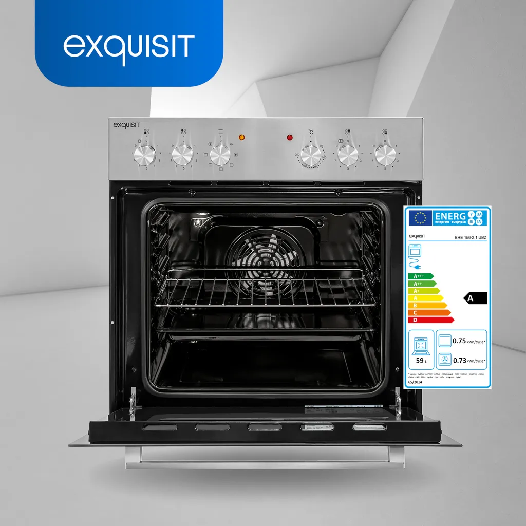 Exquisit EHE 156-2.1 UBZ-Set Einbauherd | 59 L Volumen | Glaskeramikkochfeld | Edelstahl – Bild 2