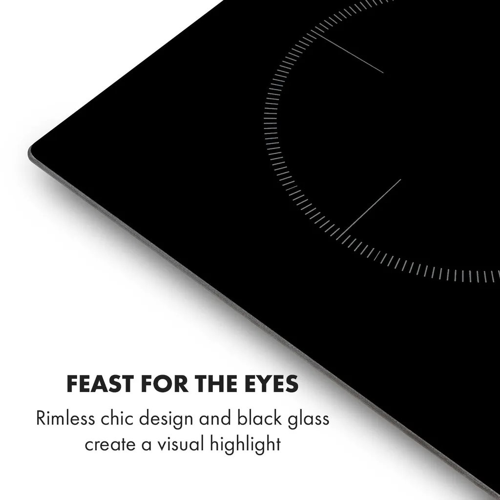 Klarstein Kochheld 4 Zonen Induktionskochfeld , Einbau-Kochfeld , 60cm , 6000 Watt , Autark , 4 Dreh-Regler , Rahmenlos , 120 Cm Kabellänge , 5-poliger-Anschluss , 9 Stufen , Abschalt-Automatik , Glas , Schwarz – Bild 7