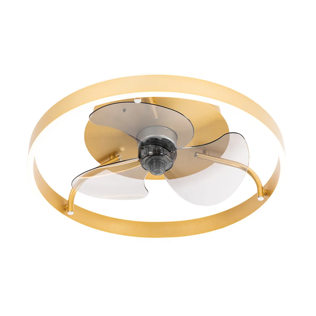 QAZQA - Modern Deckenventilator Mit Beleuchtung Messing Inkl. LED Mit Fernbedienung - Maddy Dimmer I Dimmbar I Wohnzimmer I Schlafzimmer - Stahl Rund - I (nicht Austauschbare) LED – Bild 8