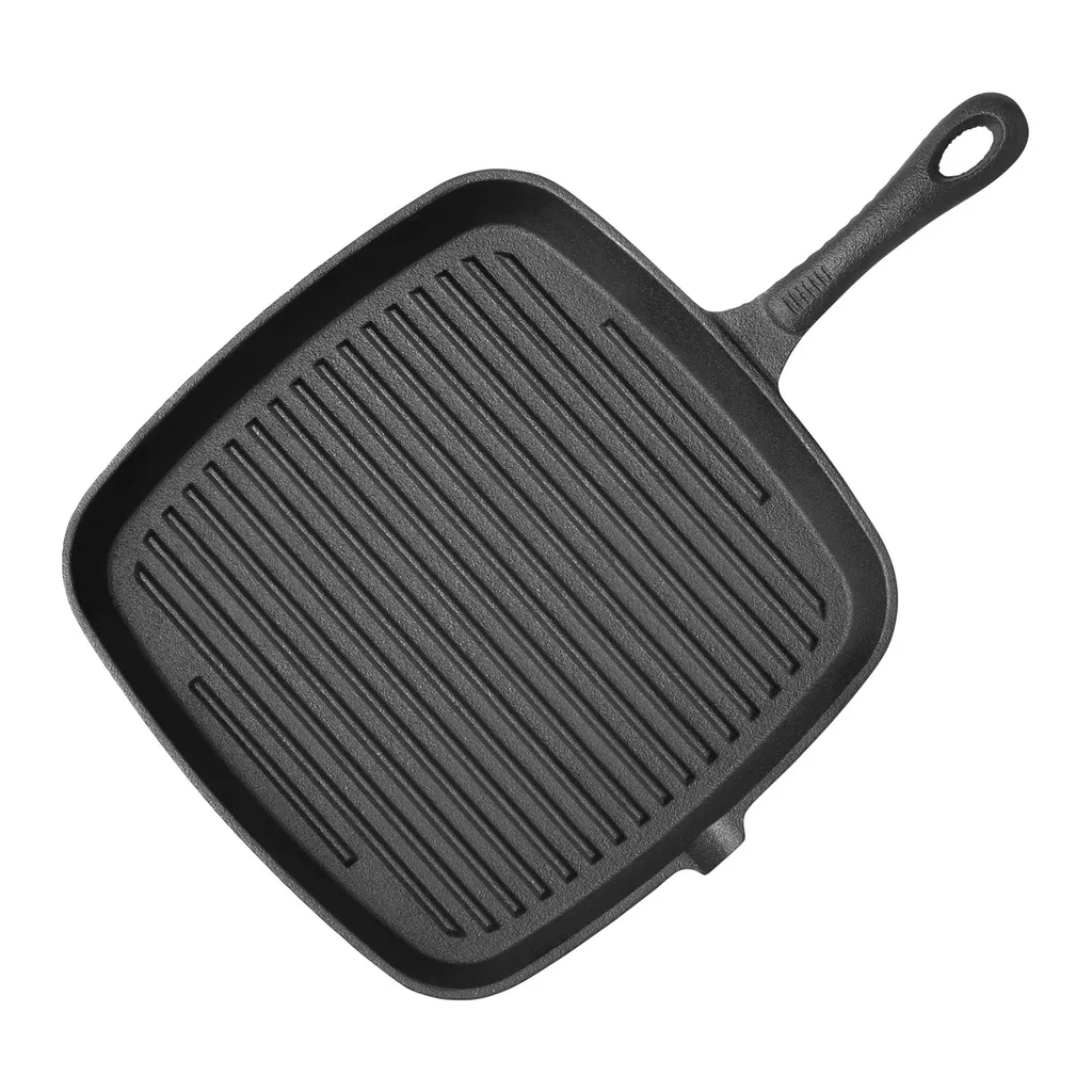Grillpfanne Gusseisen Steakpfanne Bratpfanne Riffelboden Induktion 24 X 24 Grill – Bild 3