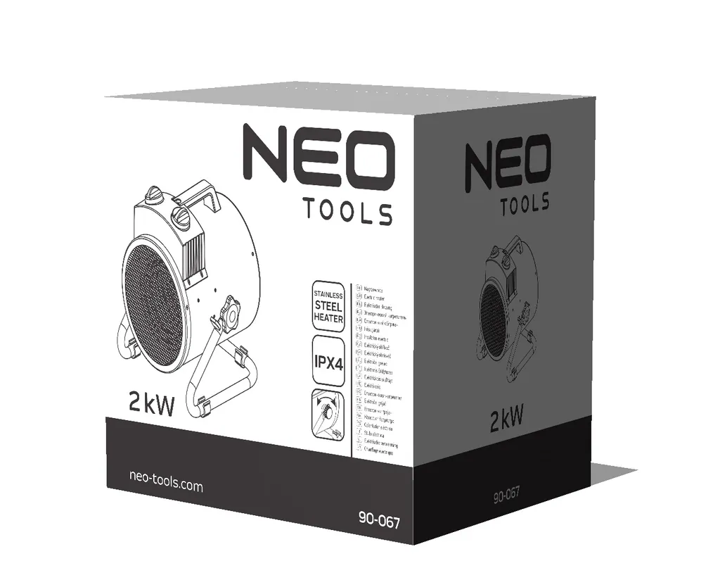 NEO TOOLS Industrie-Elektroheizgerät Aus Edelstahl (2 KW - IPX4) – Bild 7