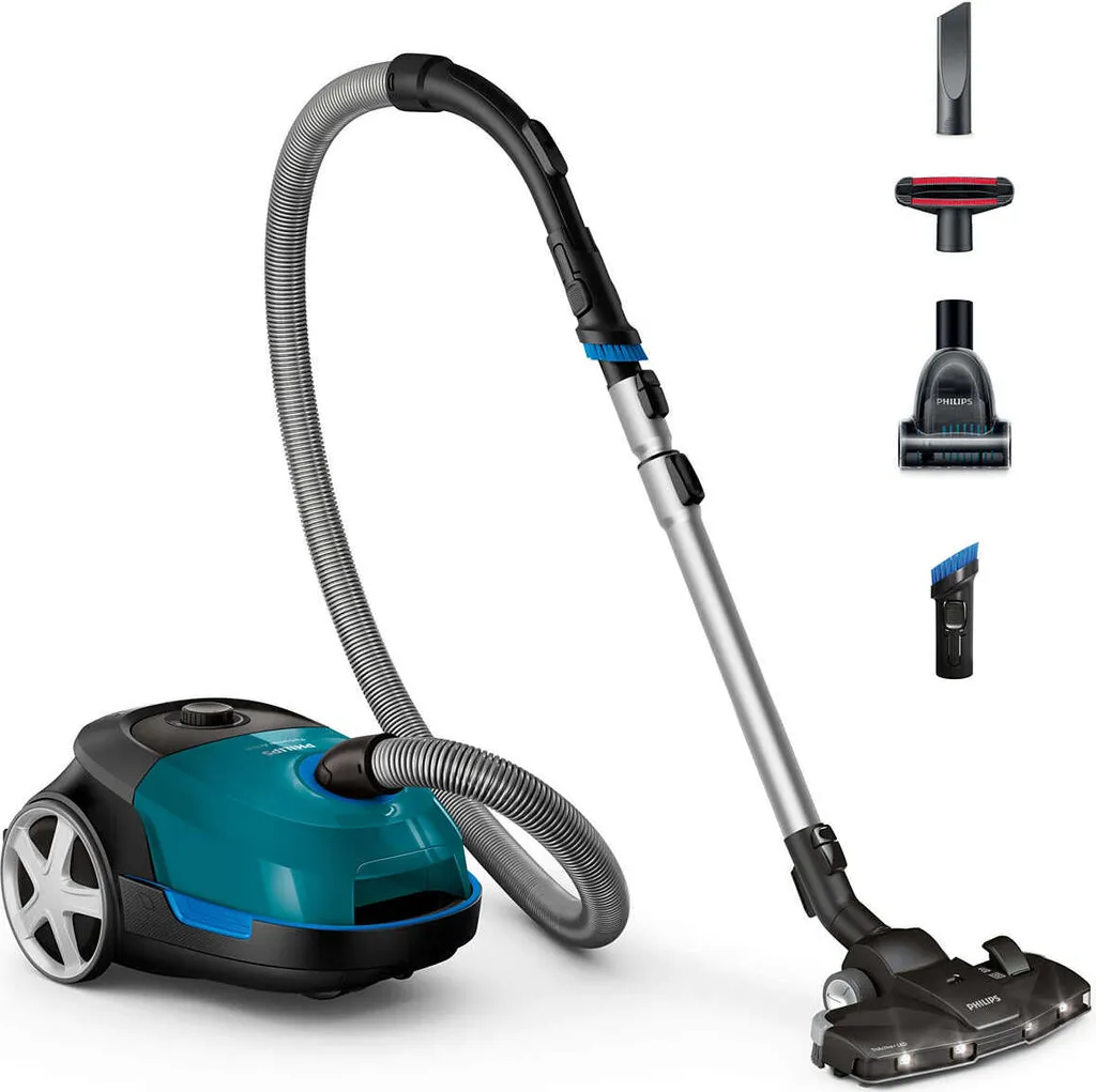 Philips Performer Active Beutel Staubsauger, Allergiefilter, 99.9 % Staubaufnahme, 900 W, Türkis (FC8580/09)