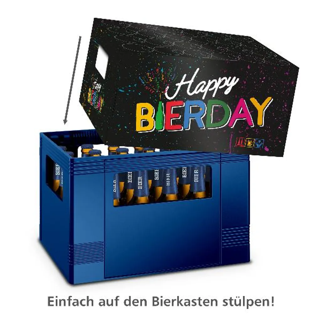 Itenga Bierkasten Geschenkverpackung Happy Bierday Hülle Zum Aufstecken Auf Bierkasten – Bild 5