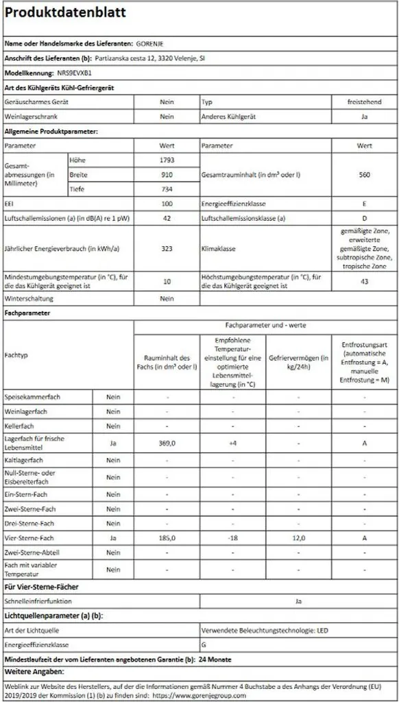 Gorenje - NRS9EVXB1 - Side By Side - Edelstahl - NoFrost - Festwasseranschluß – Bild 7