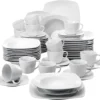 Malacasa Serie Julia, Tafelservice 60-teilig Kombiservice Porzellan Geschirrset Mit Kaffeetassen, Unterteller, Kuchenteller, Suppenteller Und Flachteller, Kaffeeservice Für 12 Personen