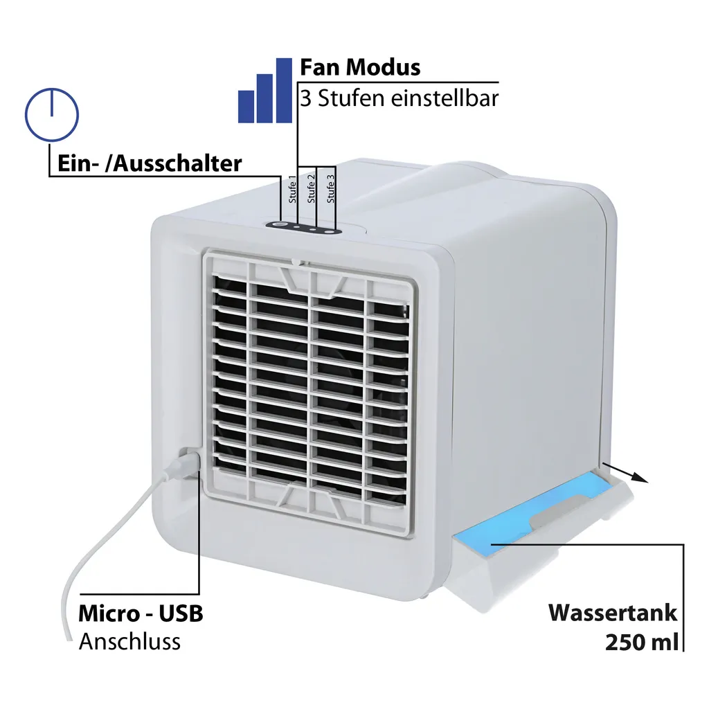 Cepewa Mini Klimaanlage,USB Stromanschluß,Luftkühler,7 LED Farbstufen – Bild 17
