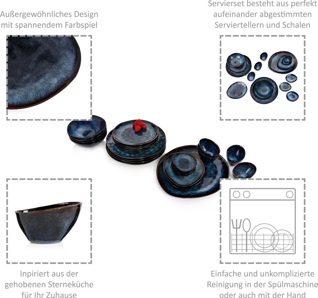 Sänger SÄNGER | Tafelservice Tokio Aus Steingut, 23-teiliges Geschirrset Für 4 Personen, Einzigartiges Design – Bild 5