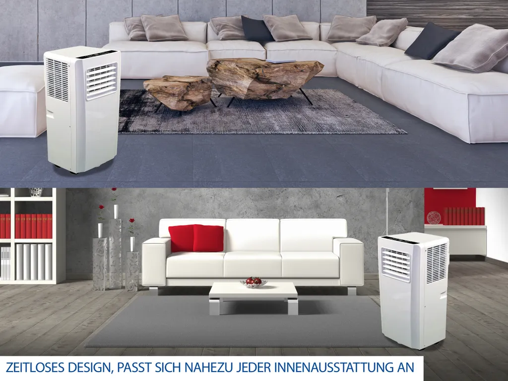 JUNG AIR TV05 Mobiles Klimagerät Mit Fernbedienung + Abluft-Schlauch - 3,2 KW/11000 BTU - STROMSPAREND, GERÄUSCHARM -100m³ Raum Kühlung, Klimaanlage Mobil Leise, Weiß – Bild 5