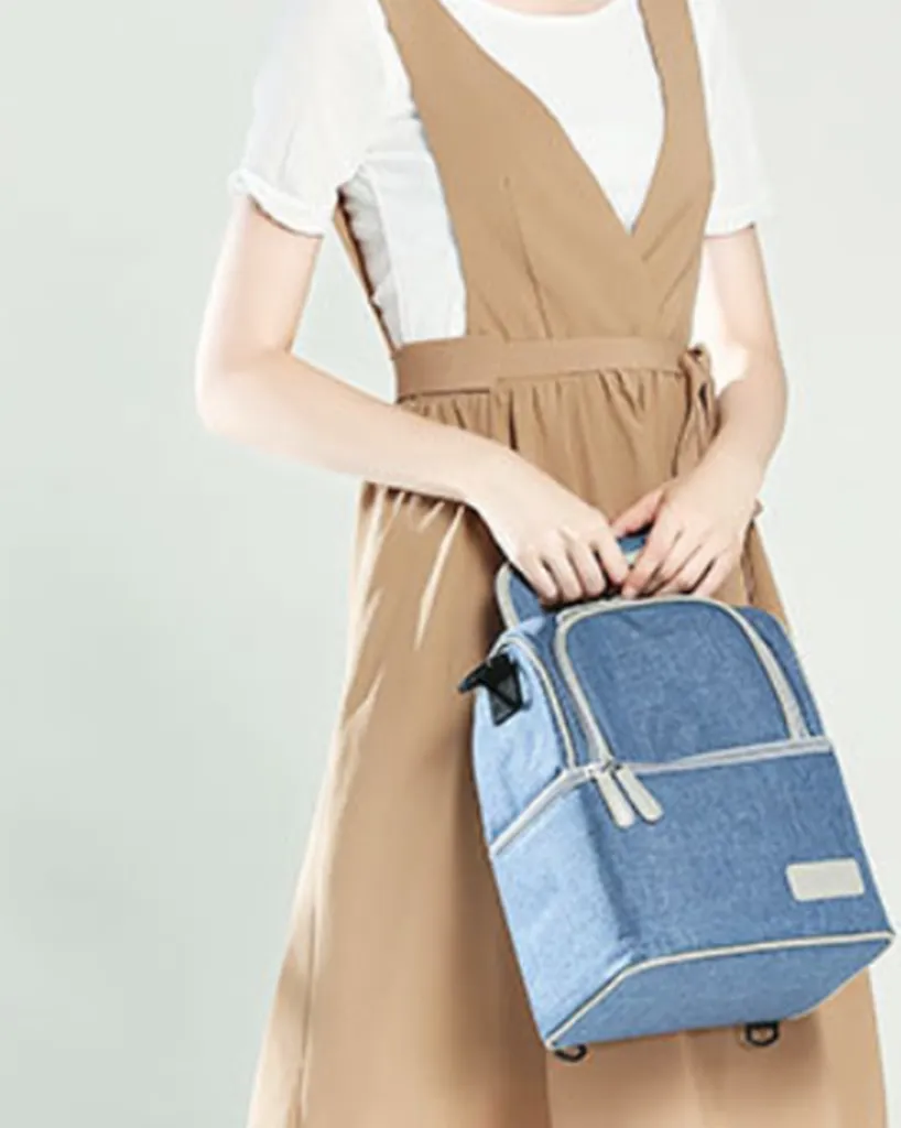 Muttermilch-Kühltasche Mit Kühlakkus, Doppellagig, Passend Für 3 Flaschen, Bis Zu 255 Ml, Für Stillen, Muttermilch, Pumpbeutel, Rucksack ,Denim Blue – Bild 4