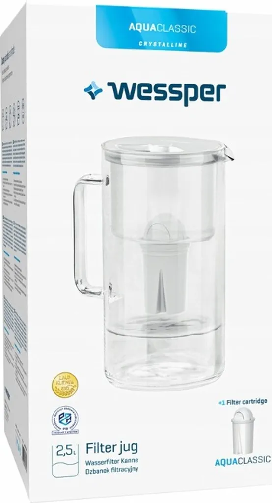 Glas Wasserfilter Wessper 2,5 L Mit 4 Filterkartuschen, Kompatibel Mit Brita Classic -weiß – Bild 7