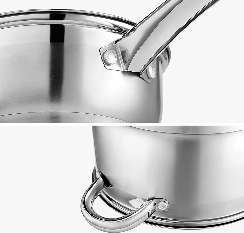 Velaze Töpfe Set, 7-teilig Kochtopf Set Aus Edelstahl, Topf Set Mit Glasdeckeln, PFOA Frei, Klassisches Design, Topfset Induktion Für Alle Herdarten Und Für Verschiedene Kochbedürfnisse – Bild 5