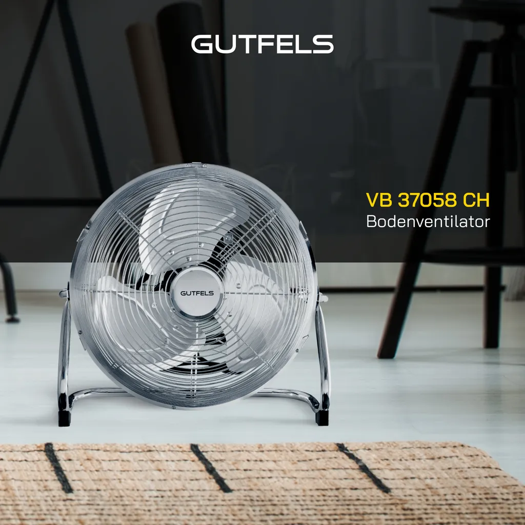 GUTFELS Bodenventilator VB 37058 Ch | Ventilator | Metall | 70 W Leistung | Silber – Bild 2
