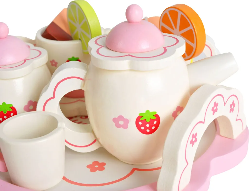 Kinder Teeservice Set Holz Zubehör Für Die Kinderküche, 16-tlg. Ab 3 Jahre Rollenspiele Für Mädchen Und Jungs 9418 – Bild 5