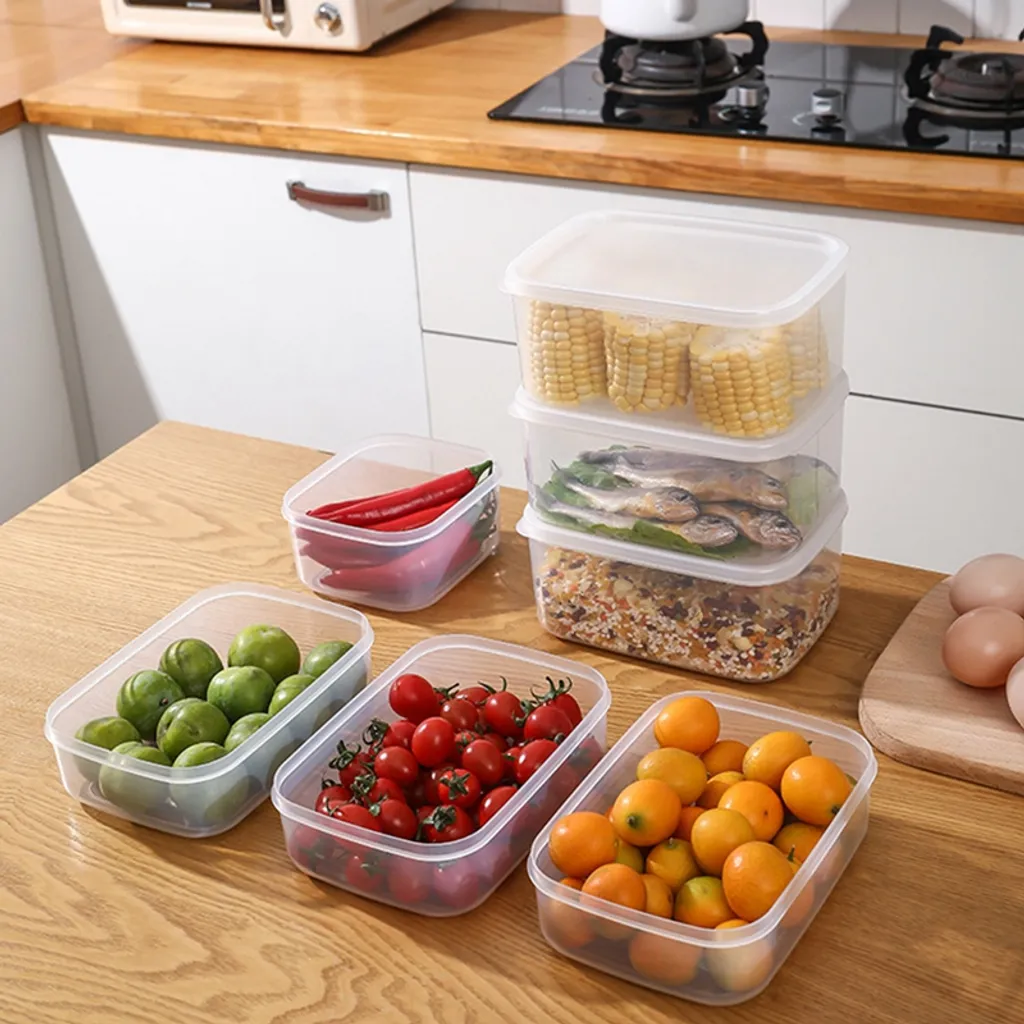 4 Stück/Set Lebensmittel Frisch Aufbewahren Aufbewahrungsbox Lebensmittelbehälter Frischhaltedosen Küchenaufbewahrung Mit Deckel,Mikrowellen- Und Spülmaschinengeeignet – Bild 2