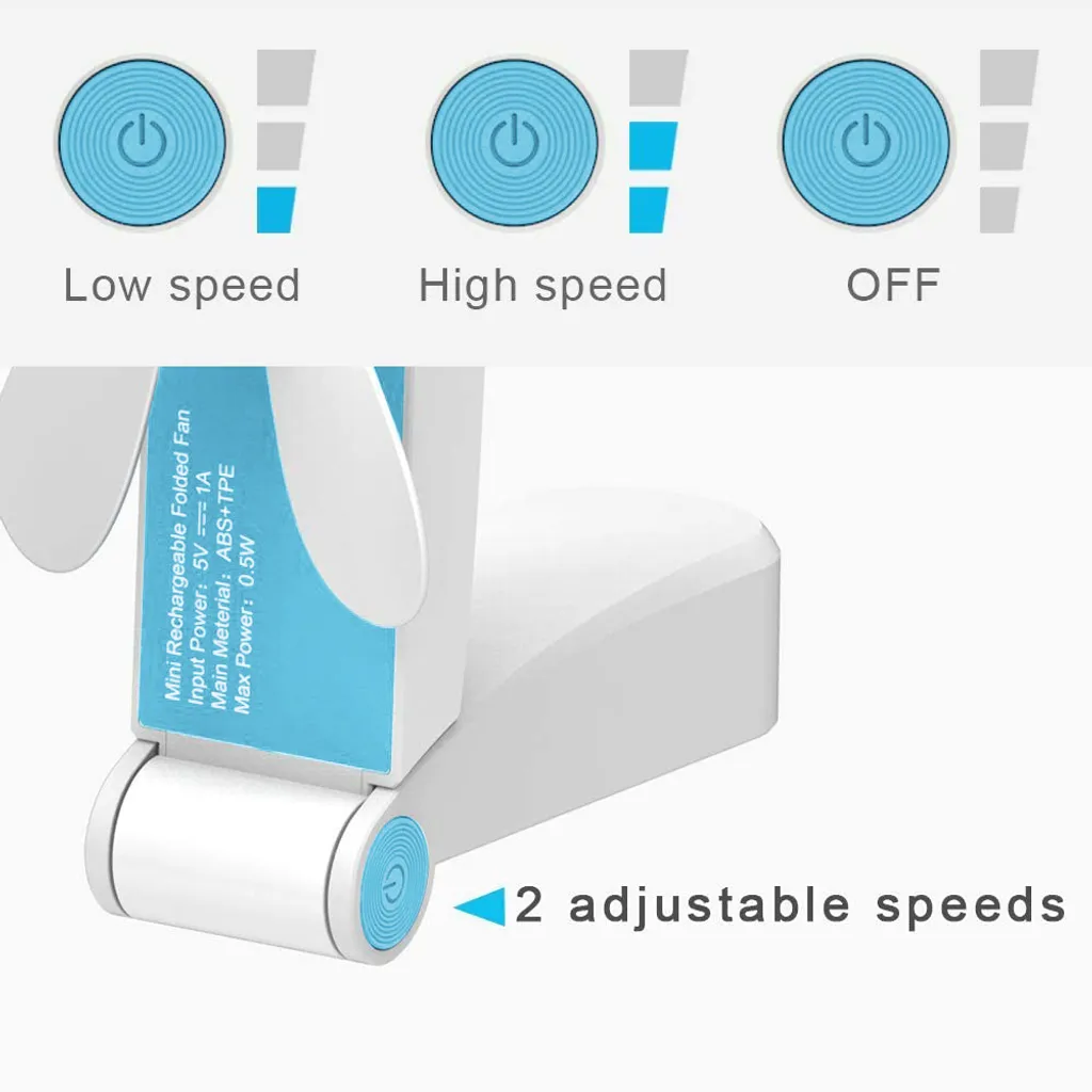 Tragbarer Mini Lüfter Klein Faltbarer Handventilator Wieder Aufladbarer Persönliche Taschenventilator Batterie Betriebener Reise Ventilator USB Schreibtisch-Fan Für Büro, Haus, Outdoor – Bild 4