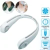 Flexibler Halsventilator, Leiser Blattloser Sportventilator, USB Drehbarer Nackenkühler Zum Aufhängen Für Outdoor Sportarten, Weiß