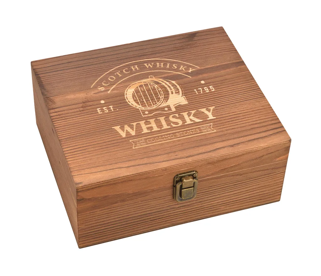 Whisky Geschenk-Set Mit 2 Gläsern, Eiswürfeln Aus Edelstahl, Zange, Samtbeutel In Einer Schönen Holzbox – Bild 8