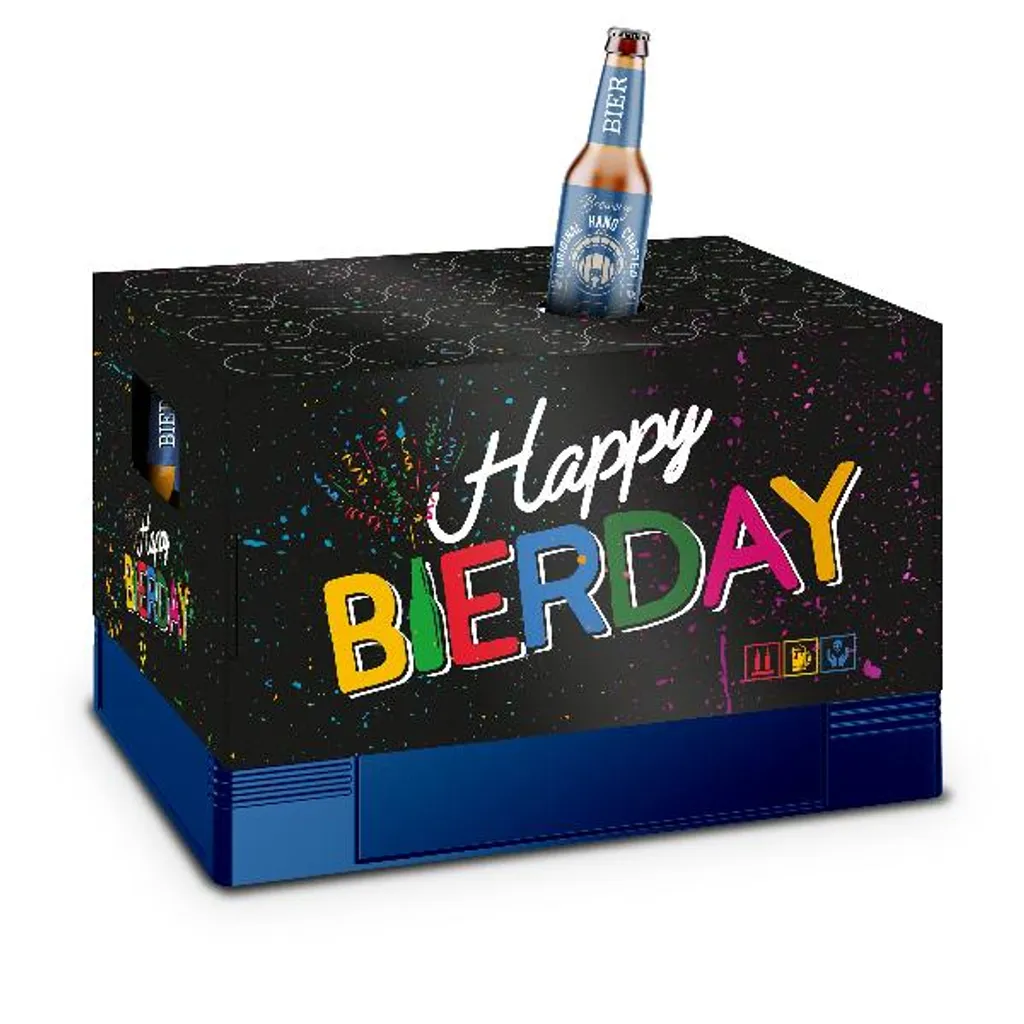 Itenga Bierkasten Geschenkverpackung Happy Bierday Hülle Zum Aufstecken Auf Bierkasten – Bild 2
