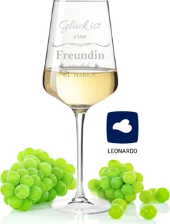 Leonardo Weinglas Mit Gravur "Glück Ist Eine Freundin" : Puccini