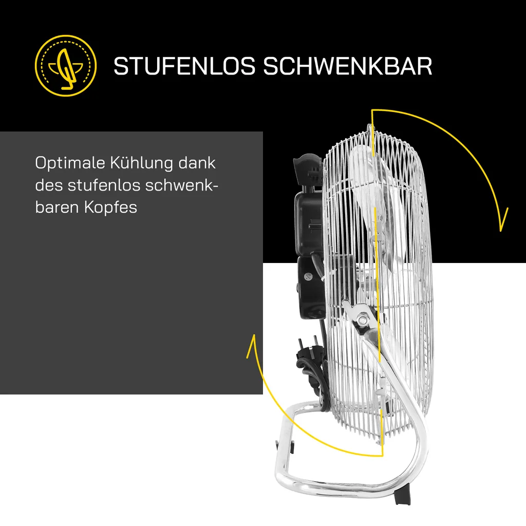 GUTFELS Bodenventilator VB 37058 Ch | Ventilator | Metall | 70 W Leistung | Silber – Bild 5