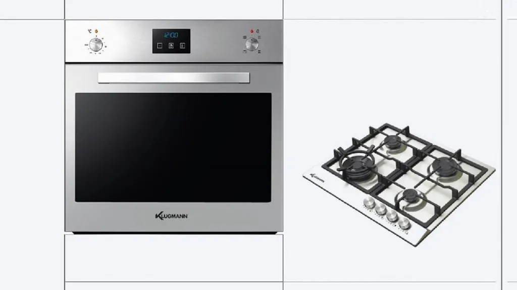 Klugmann Gasherd-Set KGO600.5GFX + KT604.5X, Mit 1-fach-Teleskopauszug, Klugmann Backofen-Set KGO600.5GFX + KT604.5X, Autark, 1-fach-Teleskopauszug, Easy-To-Clean-Emaille, Heißluft, Umluft, Grill-/Brat-System Edelstahl, Digital Uhr, 3-fach-Verglasung Abnehmbare Glastür, Gaskochfeld Aus Edelstahl, WOK-Brenner 4kW Und WOK-Aufsatz Gratis! Kindersicherung, Restwärmeanzeigen, Automatische Gasabschaltung