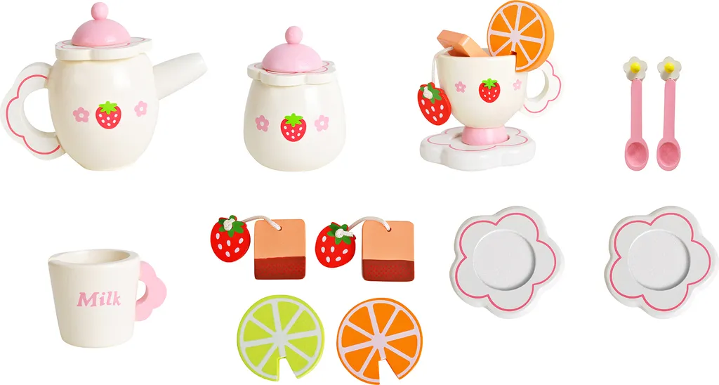 Kinder Teeservice Set Holz Zubehör Für Die Kinderküche, 16-tlg. Ab 3 Jahre Rollenspiele Für Mädchen Und Jungs 9418 – Bild 6