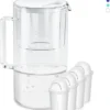 Glas Wasserfilter Wessper 2,5 L Mit 4 Filterkartuschen, Kompatibel Mit Brita Classic -weiß