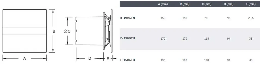Cata Bad Glas Dunstabzugshaube 150mm Weiß Feuchtetemperaturanzeige – Bild 8