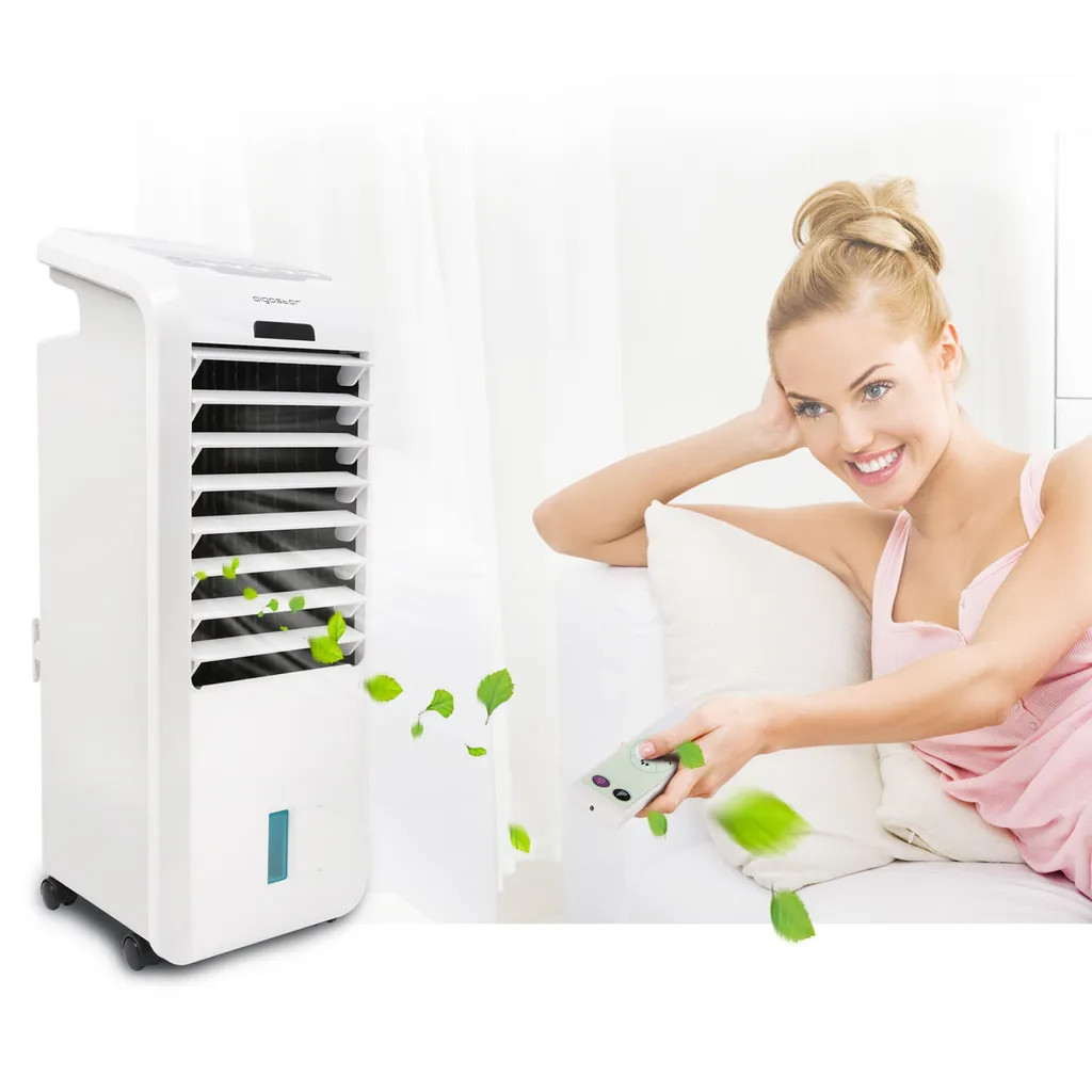 Aigostar Koud - Luftkühler, Mobile Klimaanlage, Leise, Ventilator Mit Fernbedienung, 55W, 5L, 3 Geschwindigkeitsstufen, Klimagerät Ohne Abluftschlauch, Aircooler 3 In 1, Verdunstungskühlung, 7H Timer – Bild 7