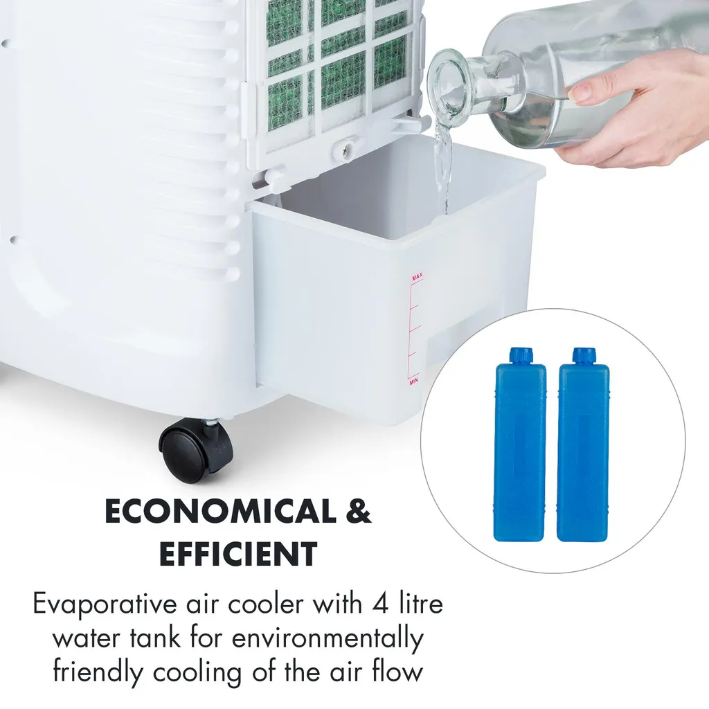 OneConcept Coolster 4-in-1 Klimagerät - Luftkühler, Ventilator, Ionisator Und Luftbefeuchter , 320 M³/h Luftstrom , Zuschaltbarer Oszillation , Abschalt-Timer Bis 9 H , Touch-Bedienung , Weiß – Bild 6