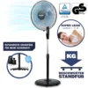 RelaxxNow Super Leiser Standventilator Mit 45W Motoren Leistung, Oszillierender Ventilator Mit 3 Geschwindigkeitsstufen Und Höhenverstellbarkeit Bis 131cm, 41 DB Schlafmodus & 41cm Durchmesser, VTX100