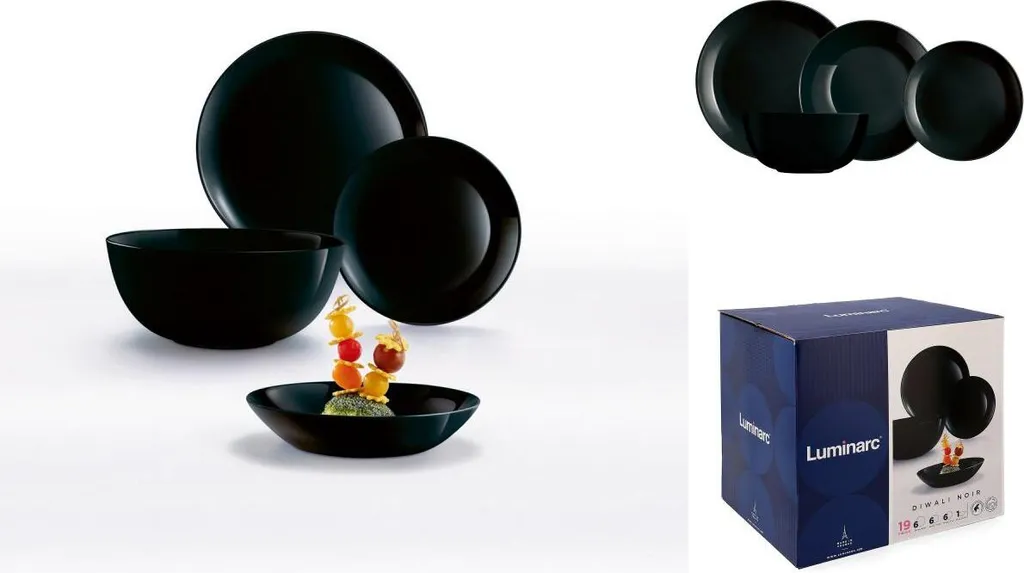 Geschirr Luminarc 9311622 Schwarz Gehärtetes Glas (19 Pcs) – Bild 3