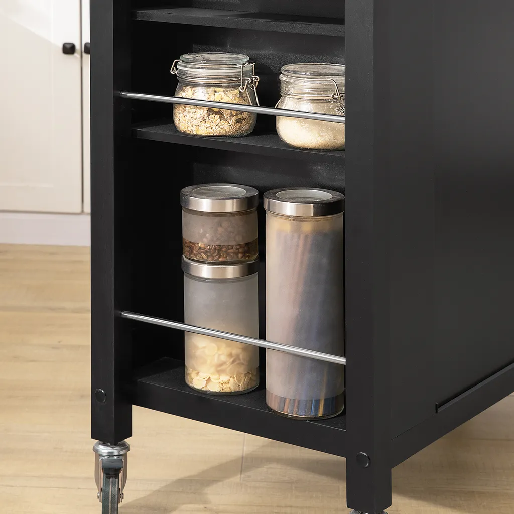 SoBuy FKW108-SCH Design Küchenwagen Mit Edelstahlplatte Kücheninsel Küchenschrank Rollwagen Sideboard Servierwagen Schwarz BHT Ca.: 107x94x46cm – Bild 9