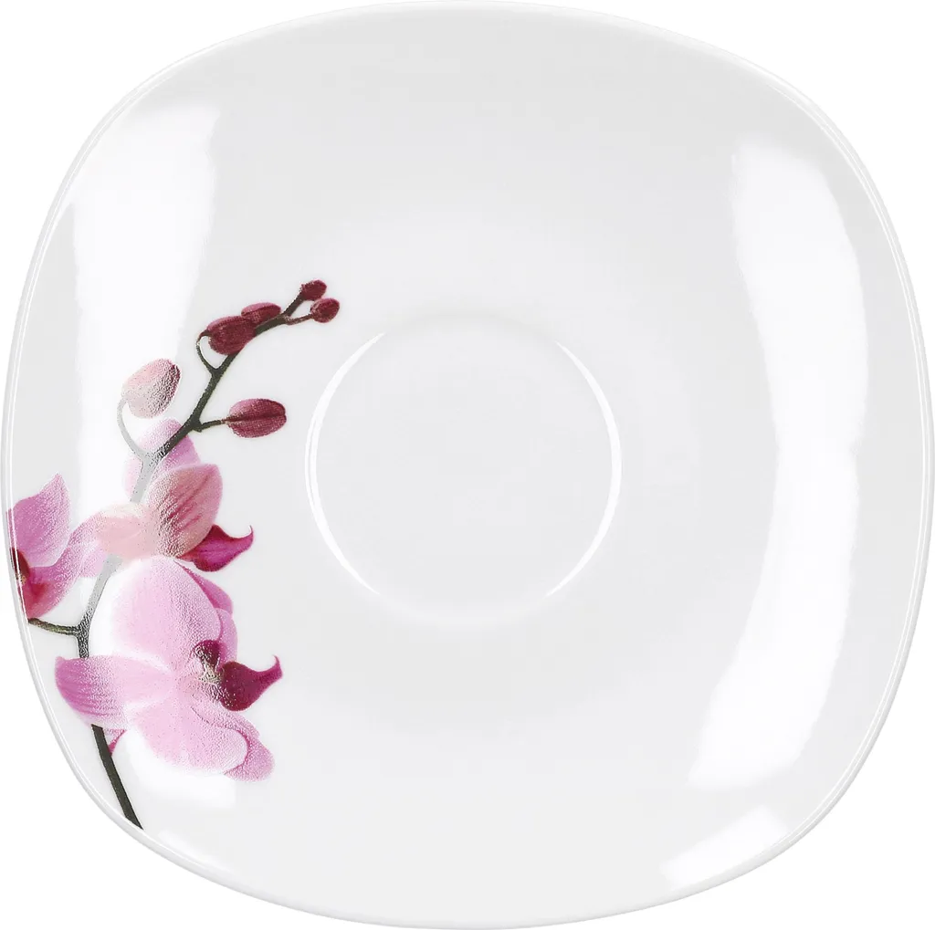 Kaffeeservice 18-tlg. Kyoto Orchidee Leicht Eckig Porzellan Für 6 Personen Weiß MitNachbildung – Bild 5